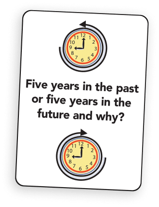 Playing card: Five years in the past or five years in the future and why?