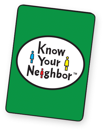 Playing card back. Know your neighbor logo.